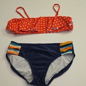 Source Unknown Red Heart Bikini with Navy Bottoms